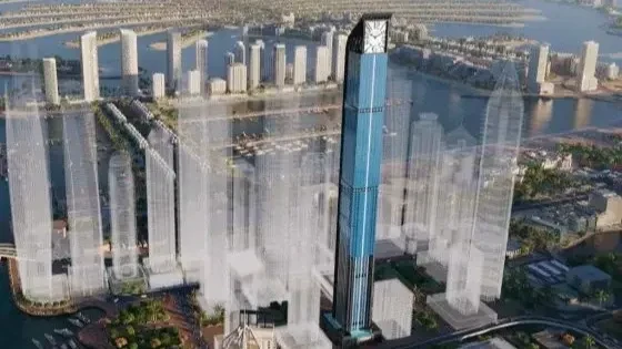 A computer-generated depiction of the future World's tallest residential clock tower. 