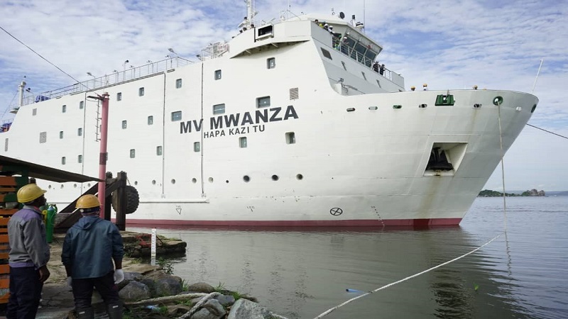 MV Mwanza ‘Hapa Kazi Tu’, whose construction was completed recently, captured on the third consecutive day of test-runs close to the Mwanza shores of Lake Victoria yesterday.