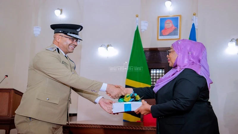 President Samia Suluhu Hassan receives the Controller and Auditor General’s Report for financial year 2022/2023 from CAG Charles Kichere at Chamwino State House in Dodoma yesterday.