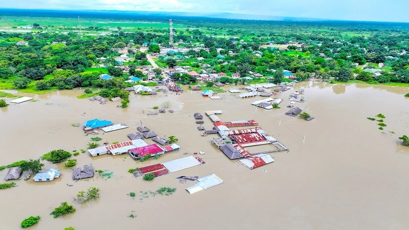 Some houses in Kanga, Kiegele, Kilindi and Nyandote areas at Chumbi ward in Rufiji district, Coast Region surrounded by water as captured yesterday
