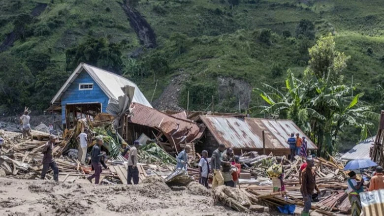 At least 12 people lost their lives and more than 50 are still missing after heavy rain caused a ravine to collapse onto a river in southwest Democratic Republic of Congo