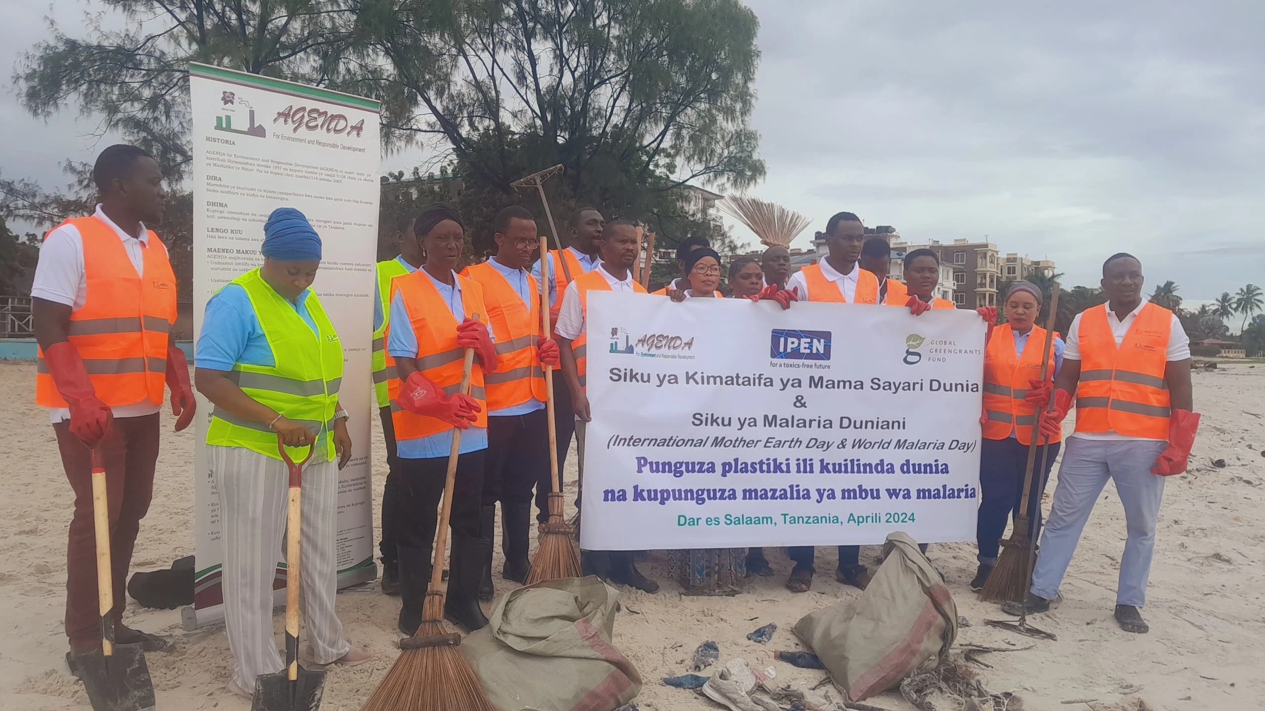Environment stakeholders engage at beach cleaning in Dar es Salaam.
