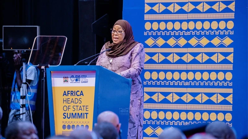 President Samia Suluhu Hassan addresses the International Development Association’s summit for African Heads of State in the Kenyan capital, Nairobi, yesterday