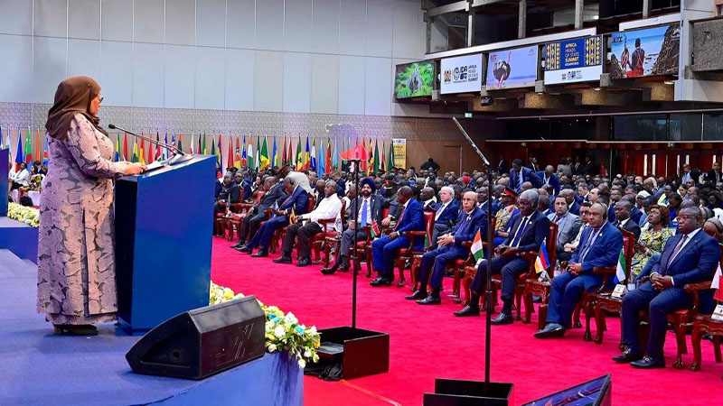  President Samia Suluhu Hassan addresses the International Development Association’s summit for African Heads of State in the Kenyan capital, Nairobi, yesterday.