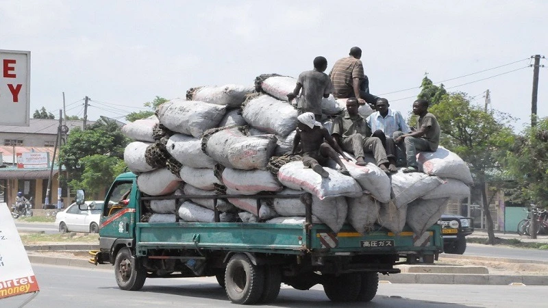  A Lorry carrying charcoal to the market.