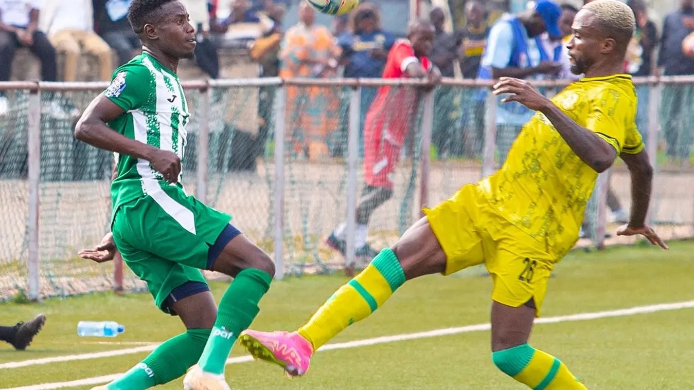 
Yanga's midfielder, Pacome Zouzoua (R), seeks to get the better of Kagera Sugar midfielder when the clubs met in the 2023/24 NBC Premier League clash in Kagera recently.