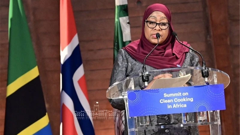 President Samia Suluhu Hassan at a landmark summit on clean cooking in Africa held yesterday in Paris France.