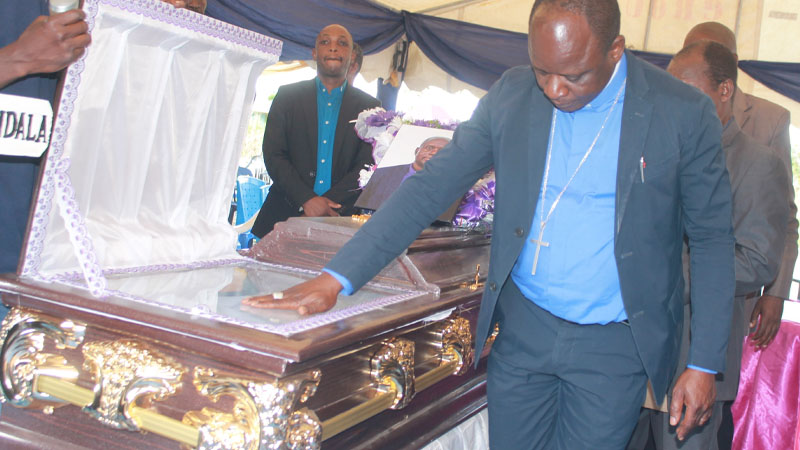 Tanzania Methodist Church pastors pay their respects yesterday to their archbishop, Joseph Bundala, who died last Wednesday at Ihumwa village in Dodoma Urban District. 
