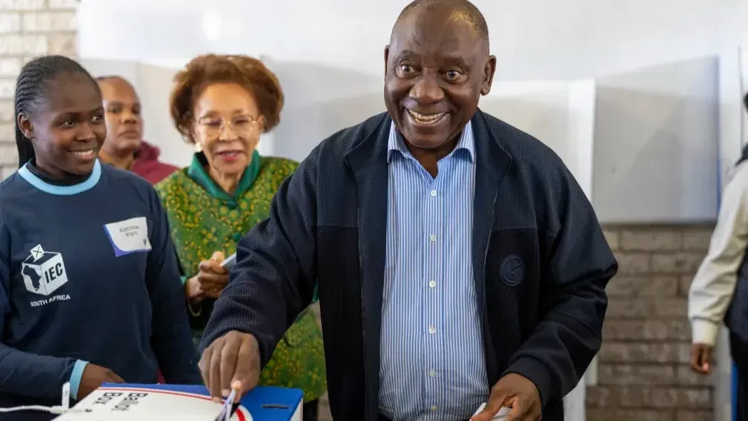 South African President Cyril Ramaphosa casts his ballot at a polling station in Soweto in Johannesburg, South Africa, on May 29, 2024. 
South Africans began to cast their ballots on Wednesday morning in the country’s 2024 general elections. 