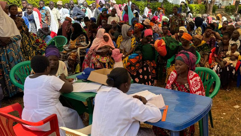 Kasulu District residents pictured at the weekend registering for medical attention at a five-day camp that has attracted specialist doctors from Kigoma Maweni Regional Referral Hospital. 